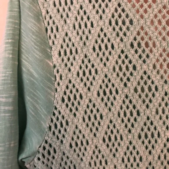 LUCKY BRAND Heathered Teal Top | Crochet Back | S - Picture 7 of 8